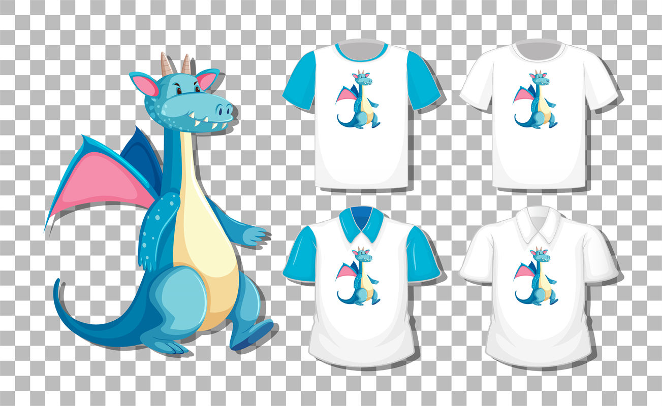 萌趣龙图案裁片印花,打造个性服装设计