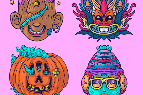 万圣节主题裁片印花：万圣节服装印花设计