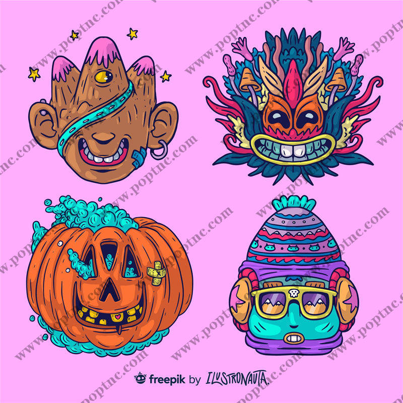 万圣节主题裁片印花:万圣节服装印花设计