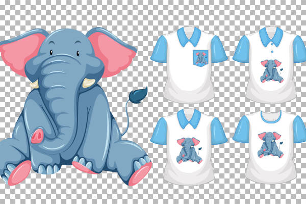 可爱大象裁片印花，萌趣服装印花设计