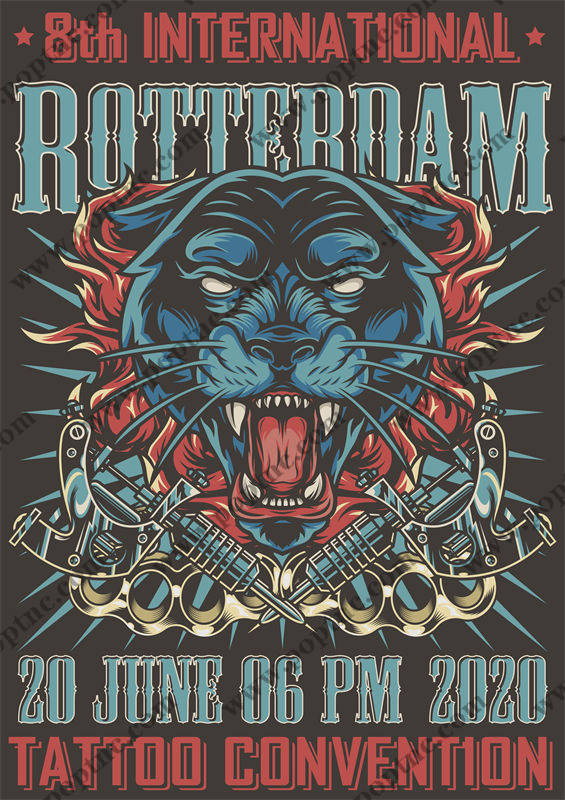 复古老虎纹身图案服装印花设计