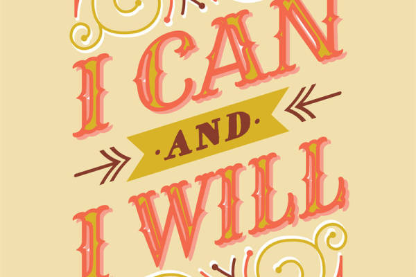 复古手绘花型服装印花：I CAN I WILL