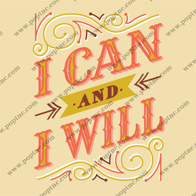 复古手绘花型服装印花:I CAN I WILL
