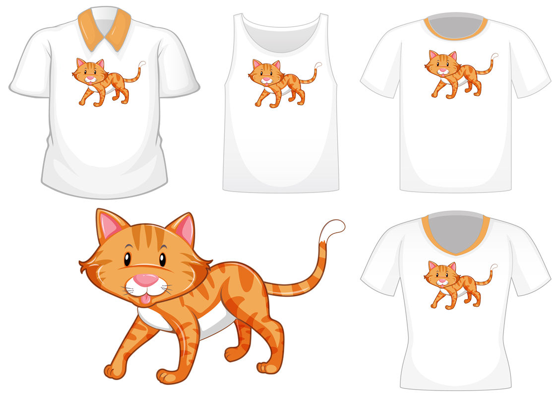 创意猫图案裁片印花，打造个性时尚服装