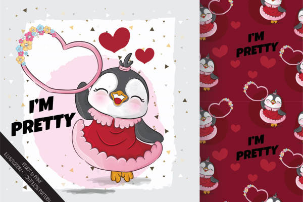 浪漫企鹅裁片印花：为你的服装增添爱意