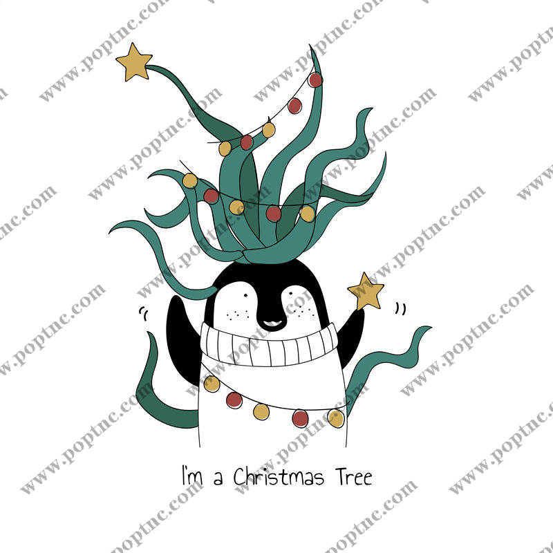 圣诞树企鹅:创意裁片印花设计,打造独特服装