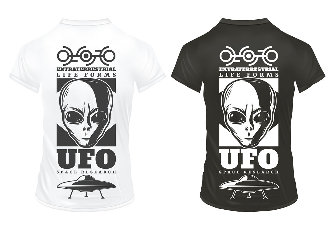 外星生物与UFO主题裁片印花服装印花设计