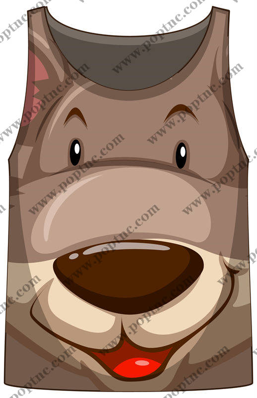 趣味狼头裁片印花:可爱动物图案服装印花