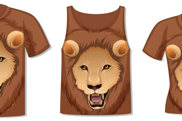 狮子头像裁片印花，时尚个性服装印花设计