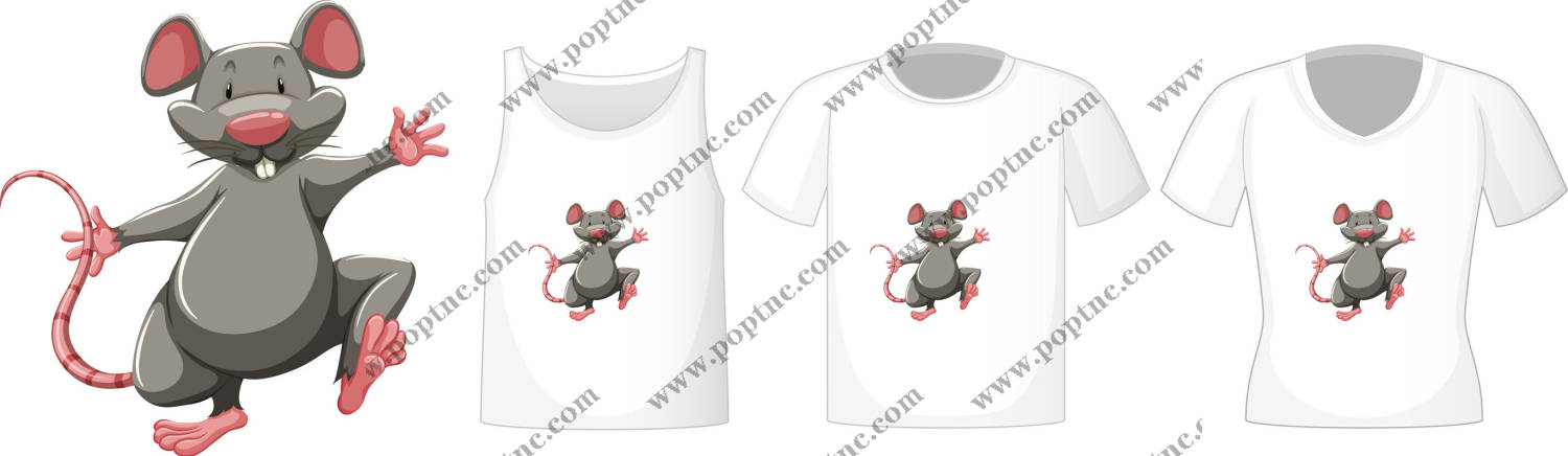 创意裁片印花:萌趣老鼠图案服装印花设计
