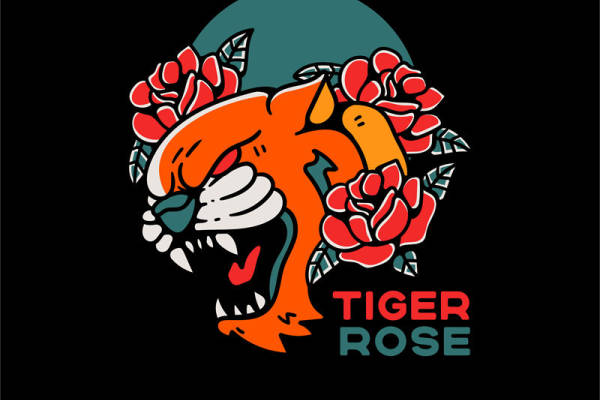 老虎与玫瑰：独特裁片印花设计，打造个性服装