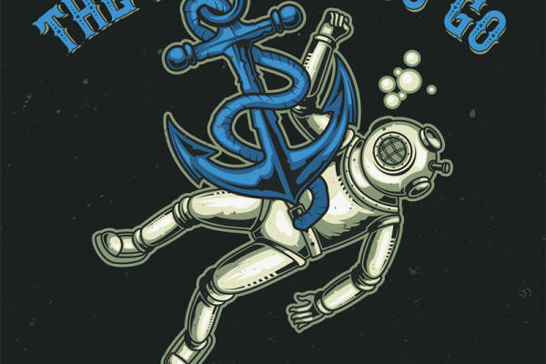 深海探险：复古潜水员图案服装印花