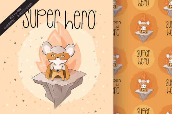 超级英雄小鼠裁片印花服装印花