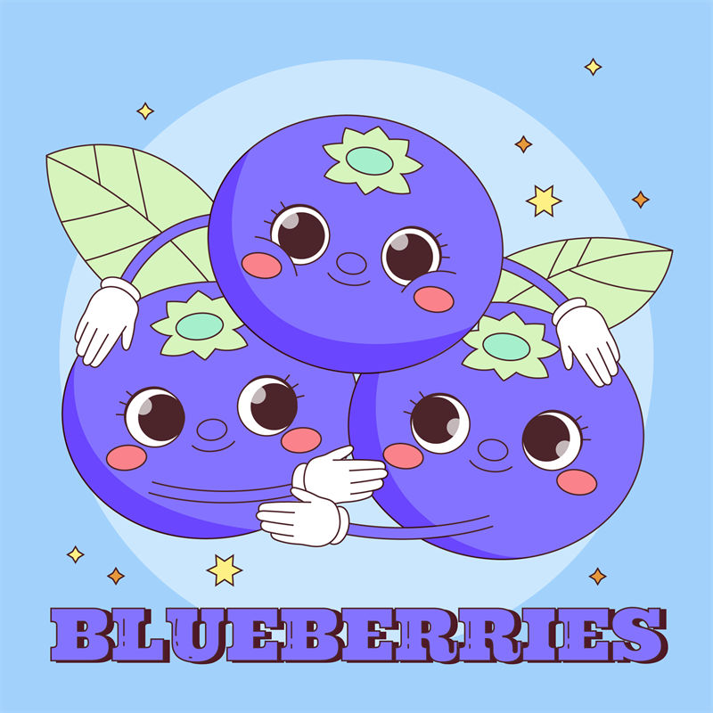 蓝莓花型裁片印花：可爱风格服装印花设计