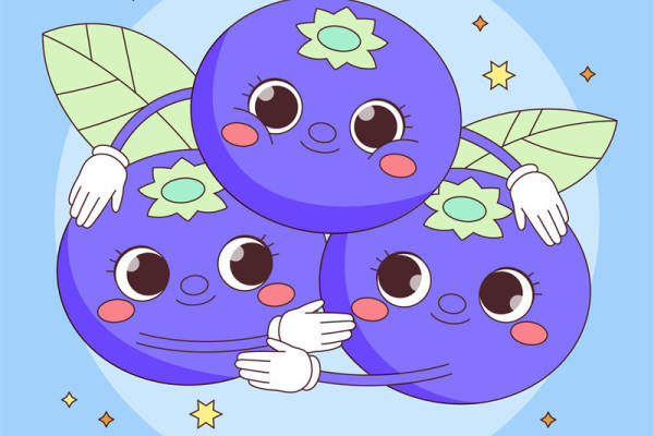 蓝莓花型裁片印花：可爱风格服装印花设计