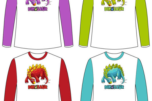 恐龙世界:儿童服装印花设计,创意裁片印花