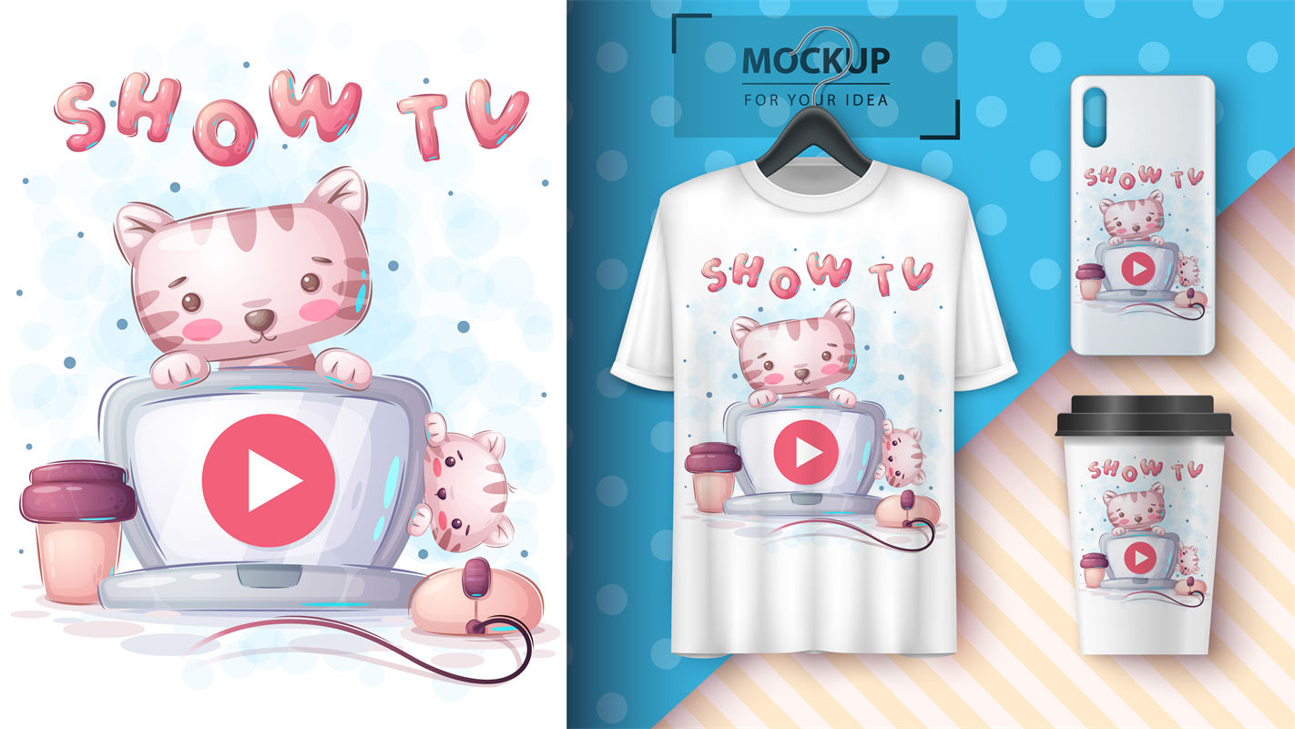 萌趣猫咪与科技生活，创意裁片印花服装设计