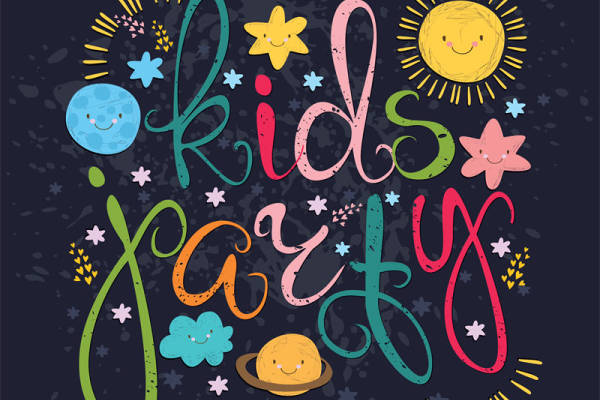 儿童派对主题裁片印花：可爱星空图案，适合服装印花设计