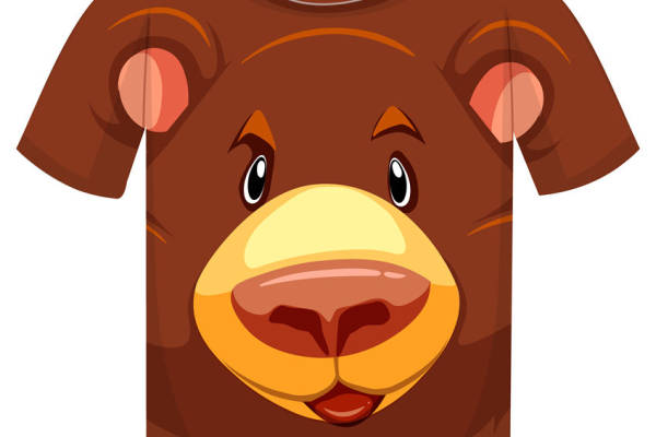 可爱熊脸裁片印花，萌趣服装印花设计