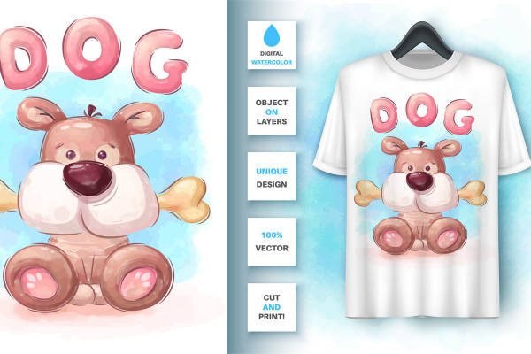 可爱狗狗图案裁片印花，打造个性时尚服装