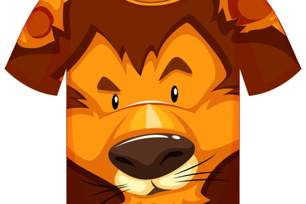 卡通狮子头像裁片印花，个性服装印花设计