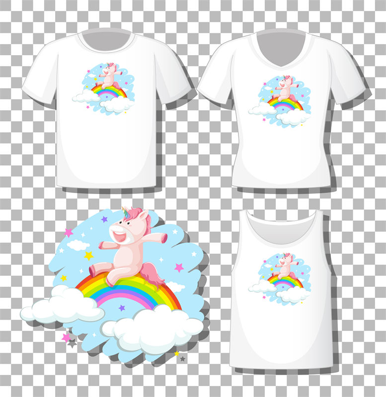 梦幻独角兽彩虹云朵裁片印花服装印花设计