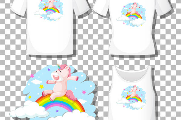 梦幻独角兽彩虹云朵裁片印花服装印花设计