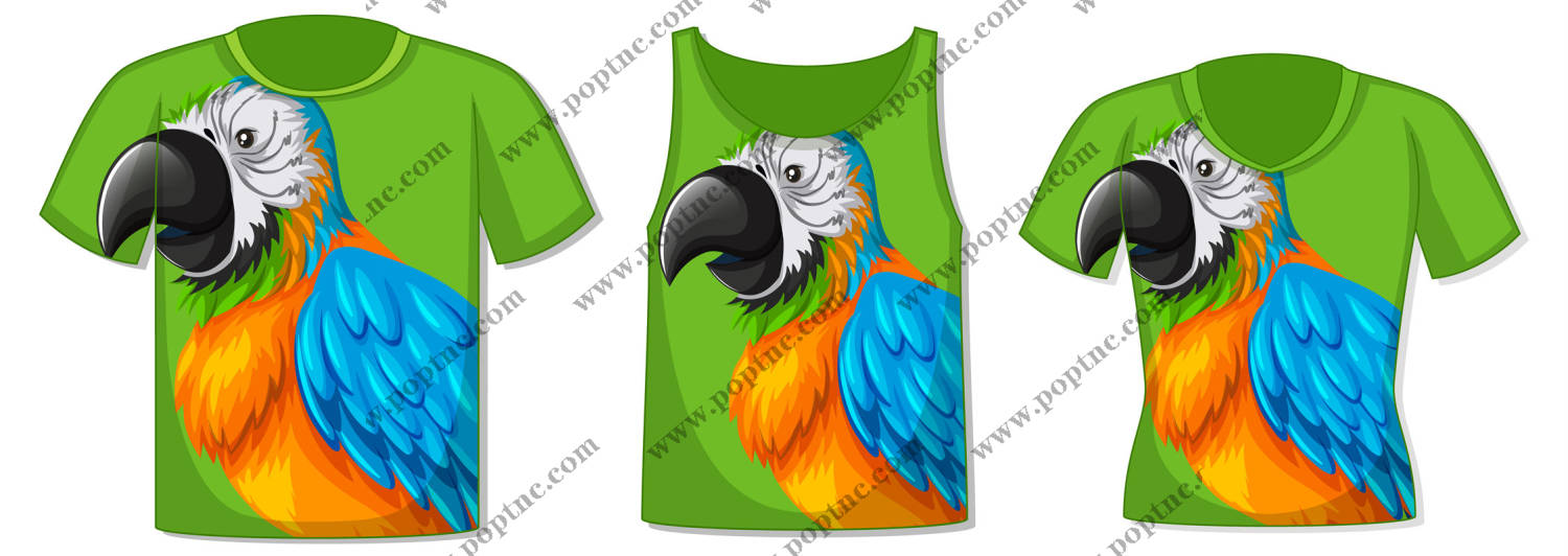 彩色鹦鹉图案裁片印花,时尚个性服装印花设计
