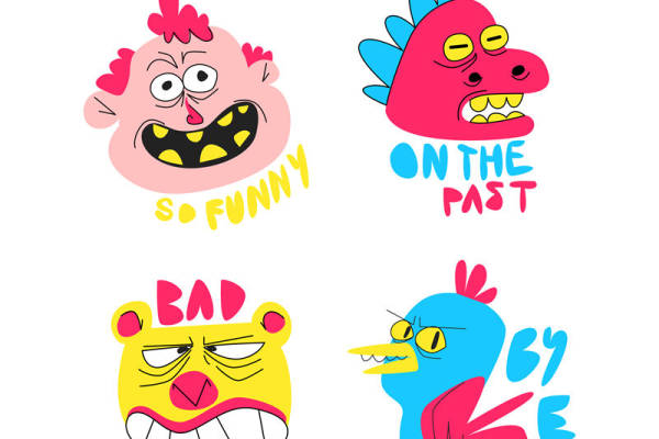 裁片印花：趣味卡通表情服装印花设计