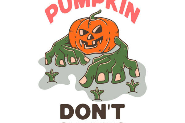 万圣节主题南瓜手爪图案服装印花设计