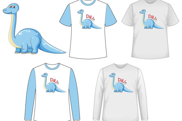 恐龙图案裁片印花，时尚个性服装印花设计