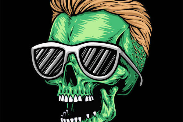 时尚裁片印花：酷炫骷髅头设计，个性服装印花