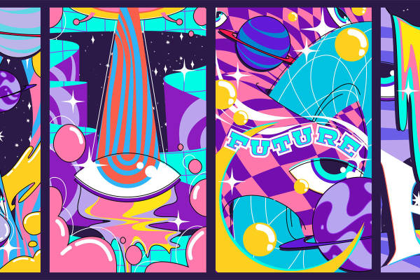 未来派裁片印花：梦幻星球系列服装印花