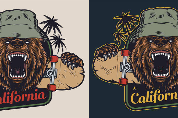 加州棕熊潮流裁片印花，打造个性服装
