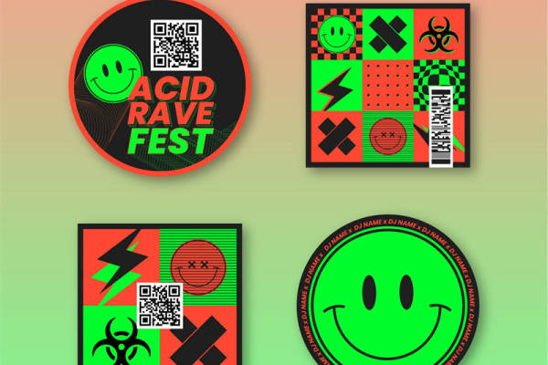 裁片印花服装:潮酷笑脸与闪电图案设计