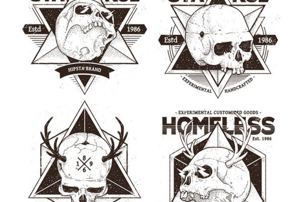 复古骷髅印花裁片，打造个性服装