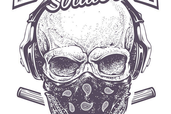 摇滚风格裁片印花，个性服装印花设计