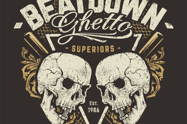 复古骷髅图案裁片印花，打造个性服装