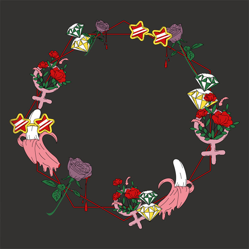 浪漫玫瑰花环裁片印花，打造个性服装