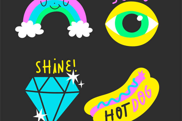 时尚裁片印花服装：彩虹热狗钻石炫酷穿搭