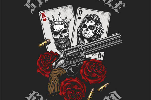 裁片印花服装：骷髅玫瑰与枪械的硬核美学