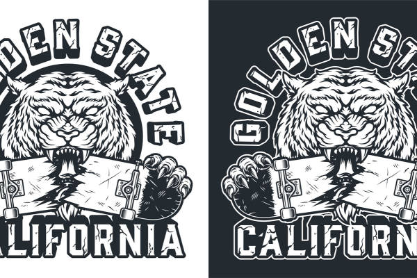 加州虎头裁片印花,时尚潮流服装印花定制