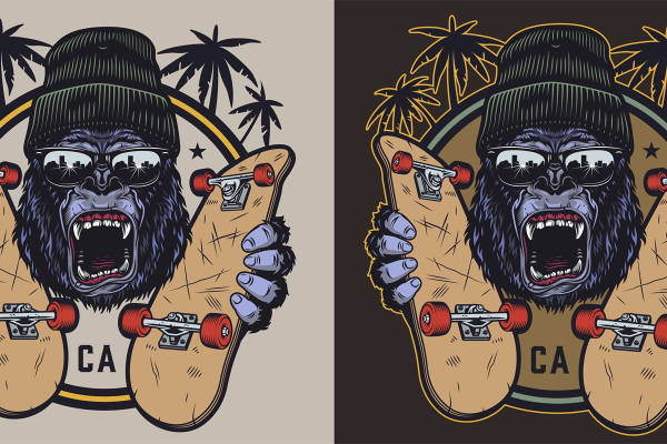 酷炫大猩猩图案服装印花裁片，街头潮流必备