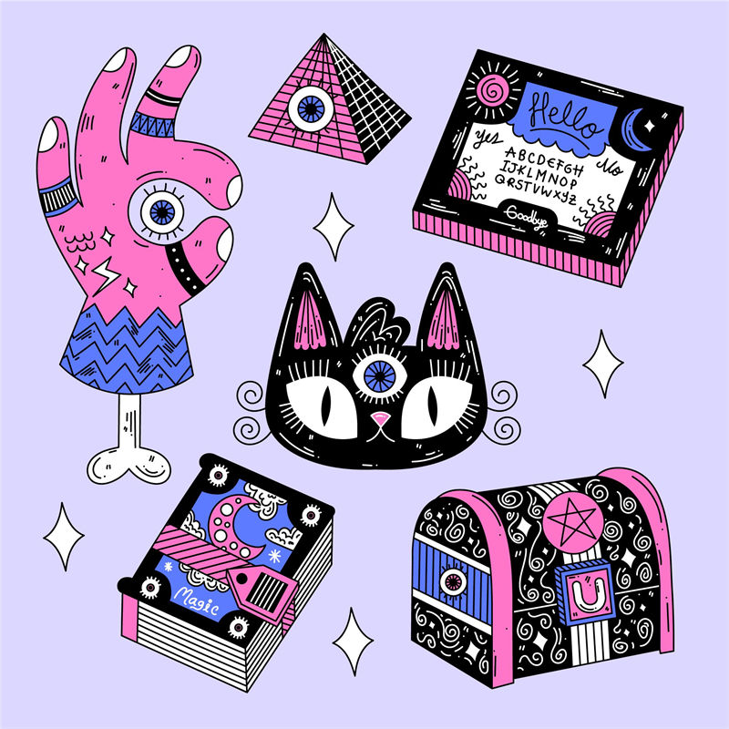 裁片印花服装：时尚猫头鹰与神秘手印的梦幻组合