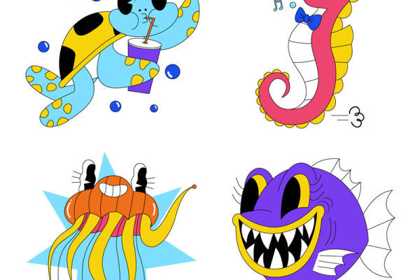 创意海洋动物印花服装裁片，时尚个性尽显