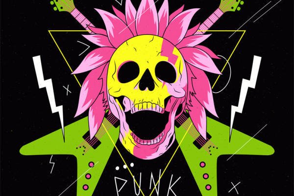 摇滚风裁片印花,个性服装印花定制