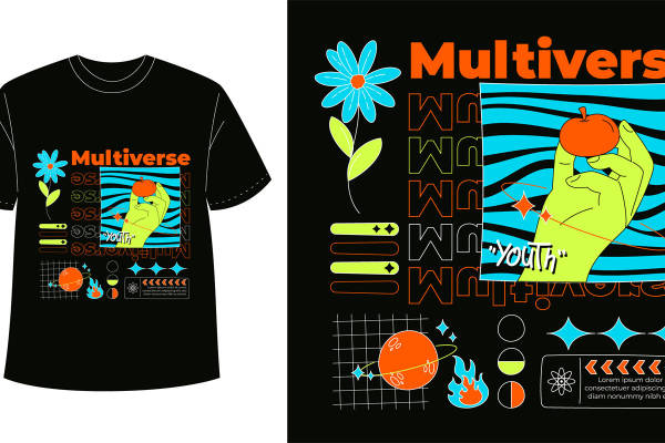 青春活力裁片印花设计，时尚服装印花定制