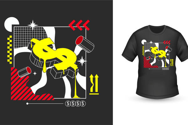 时尚裁片印花T恤，个性服装印花设计