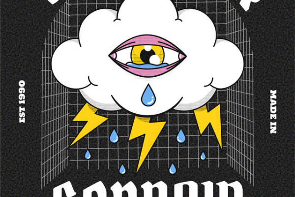 服装裁片印花设计：悲伤云朵创意印花