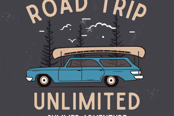 夏日森林之旅：复古车顶载舟的服装印花